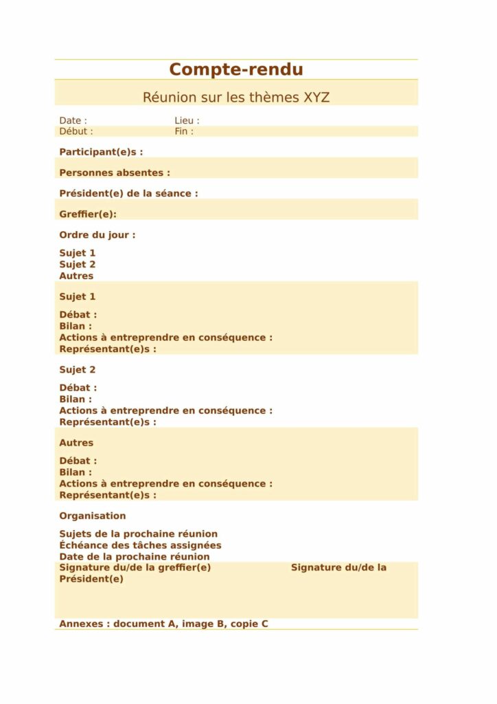 Structure et contenu du compte rendu technique